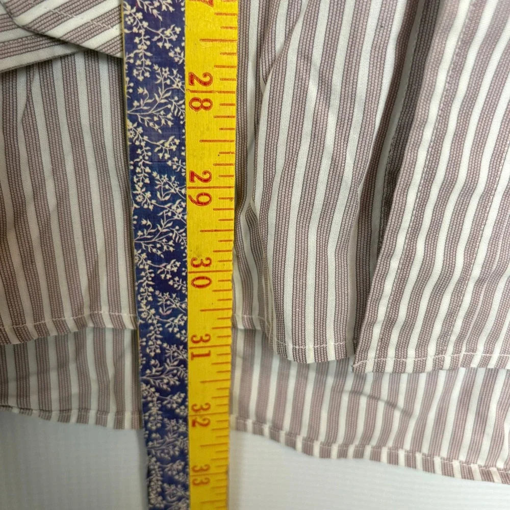 Gucci Mens L/S Button Up Dress Shirt Brown White Striped Made in Italy MOP Sz 16